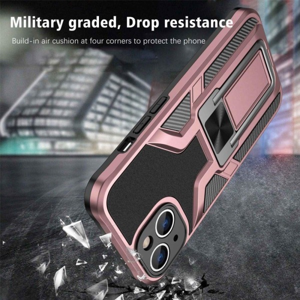 Shockproof Hybrid Suojakuori With Kickstand For iPhone 14 - Ruusukulta Pink
