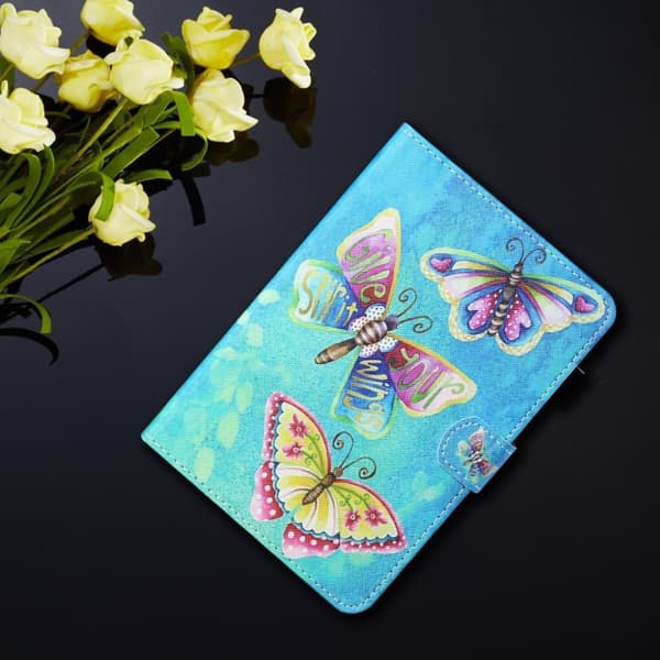 Lenovo Tab M10 Mønstret Lær Etui - Sommerfugl Blue
