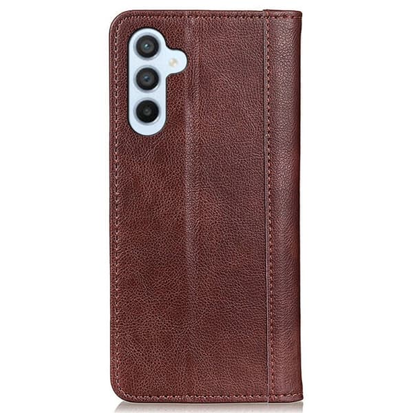 Ekte lærdeksel med magnetisk lukking for Samsung Galaxy S24 - Brun Brown