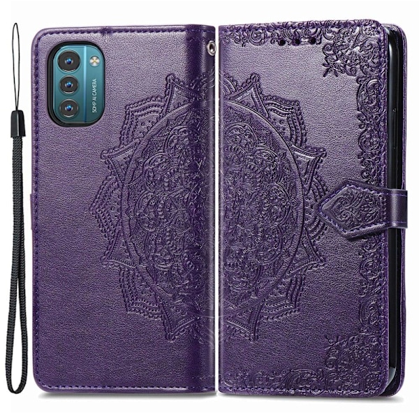 Mandala Nokia G21 / G11 Läppäkotelo - Violetti Purple