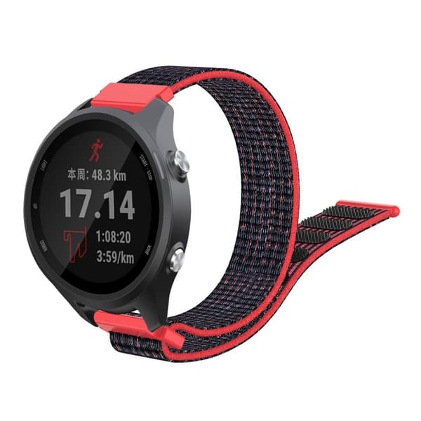 Garmin Forerunner 245 nylonurrem med velcro - sort / rød Black