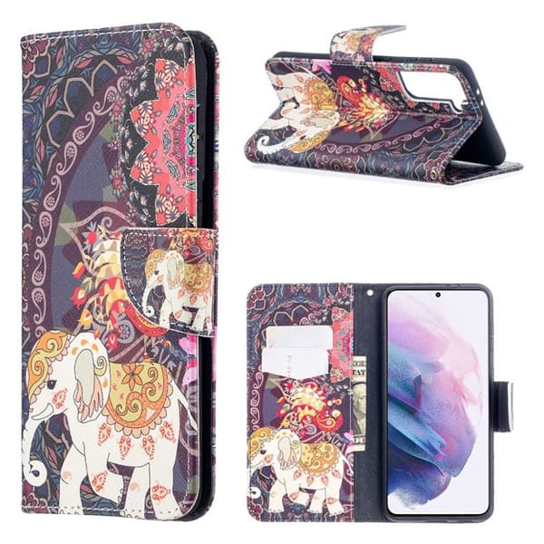 Wonderland Samsung Galaxy S21 Plus Flippetui - Elefant Multicolor