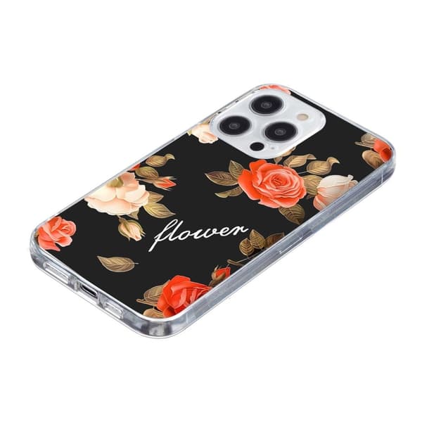 Vibe iPhone 15 Pro Max -kansi - Musta Tausta Kukkia Black