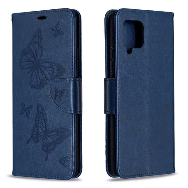 Butterfly Samsung Galaxy A42 5g Flip Etui - Mørkeblå Blue
