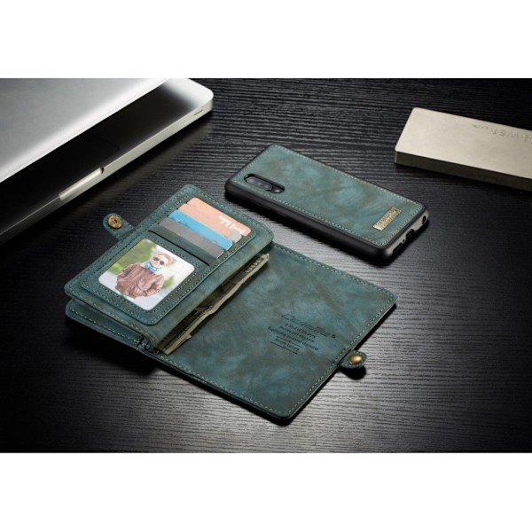 CaseMe Samsung Galaxy A50 Zipper Wallet kotelot - Sininen Blue