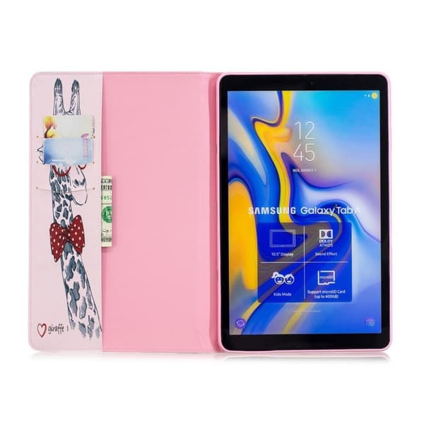 Samsung Galaxy Tab A 10.5 mönstrat flipfodral i läder - Söt Giraff Med Glasögon multifärg