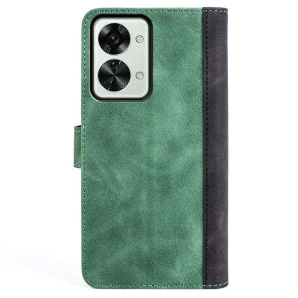 Tvåfärgat OnePlus Nord 2T fodral i läder - Grön Grön