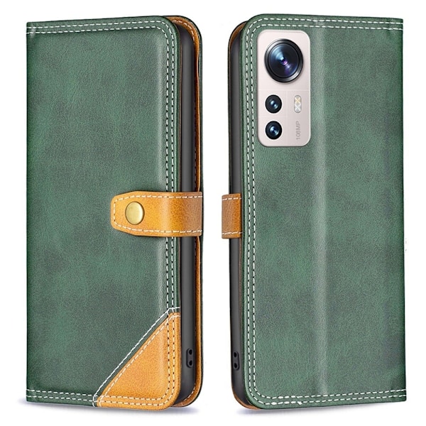 BINFEN kaksivärinen nahkakotelo Xiaomi 12 Lite - Vihreä Green