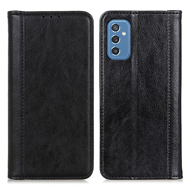 Äkta läder Samsung Galaxy M52 5G fodral med magnetisk stängning Svart