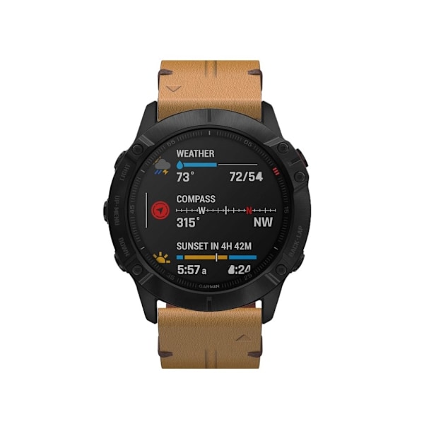 Garmin Fenix 6X aito nahkakellonauha - Ruskea Brown