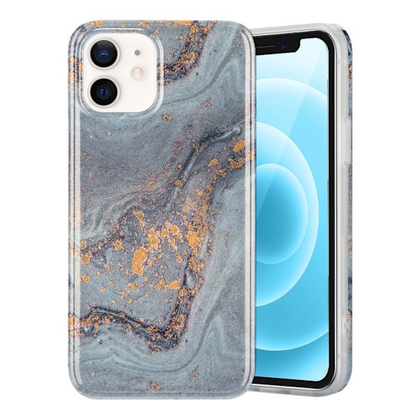 Marble design iPhone 12 Mini kotelot - Harmaa Silver grey