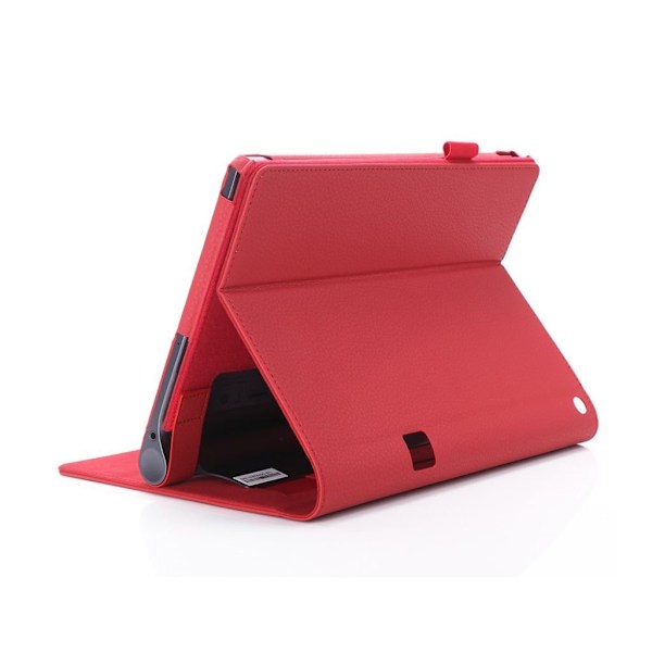 Lenovo Tab 3 Plus 10 PU læder flip etui med elastisk strop - Rød Red