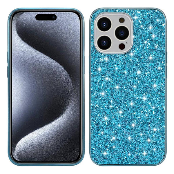 Glitter iPhone 15 Pro Max kotelot - Tummansininen Blue