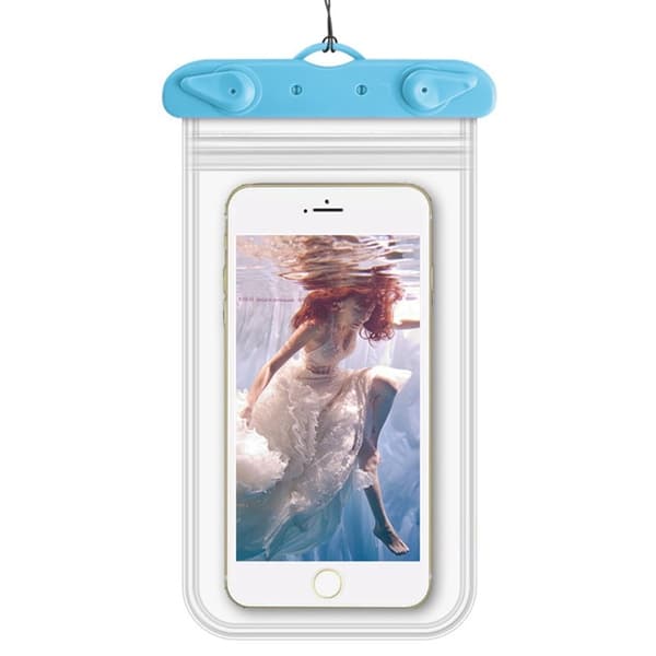 Universal dual-layer waterproof phone pouch with strap - Blue Blue