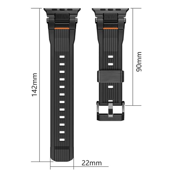Håndledsrem Apple Watch Series 49mm - 45mm - 44mm - 42mm Rustfrit stål Connector Fleksibel urrem - Sort Black
