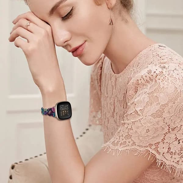 Fitbit Sense 2 / Versa 4 klockarmband i resinmodell - Lila Grön Blomma multifärg