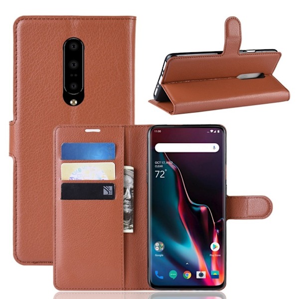 OnePlus 7 Pro litchi- lædercover - brun Brown