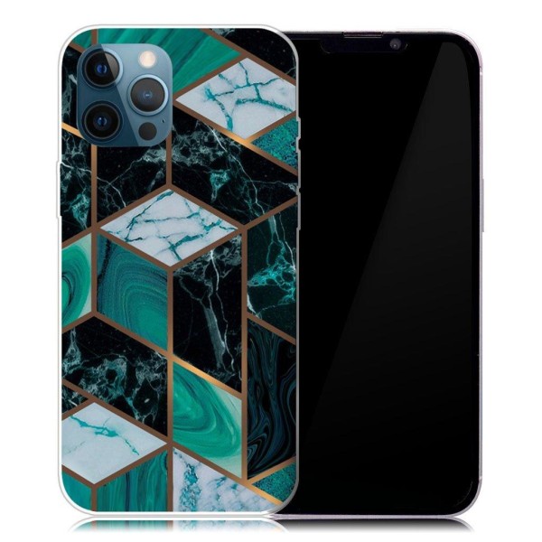 Marble iPhone 13 Pro Max Suojakotelo - Emerald Marble Green