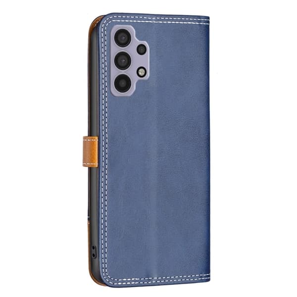 BINFEN tvåfärgat läder Samsung Galaxy M32 5G / Samsung Galaxy A32 5G fodral - Blå Blå