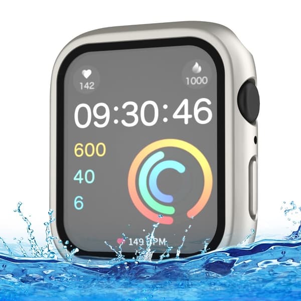 Apple Watch Series 8 (41mm) suojakuori karkaistulla lasilla - Starlight Silver grey