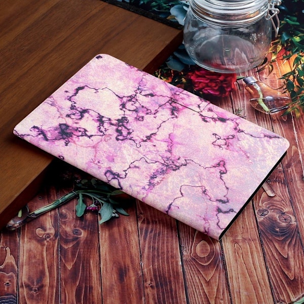iPad 10.2 (2019) Stilfuldt mønster læder flip etui - Lilla Marmor Purple