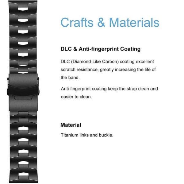 Urrem i titaniumlegering til Garmin-ur - Sort Black