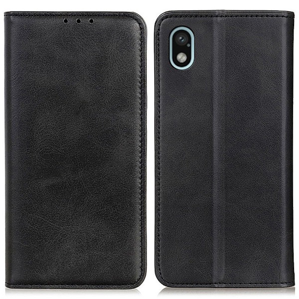 Sony Xperia Ace III flip etui i ægte læder med pung – Sort Black
