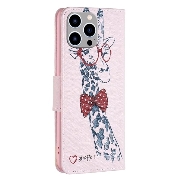 BF Pattern Printing Leather Series-1 iPhone 14 Pro Max 6.7 inch Vegansk Læder Stand Drop Resistant Phone Cover Folio Flip Wallet stødsikkert Case - Gi Pink