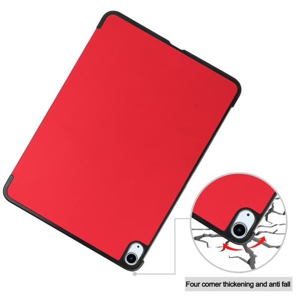 iPad Air 11 (2024) Case Vegan Leather Protective Tri-fold stand Smart Cover - Red Röd