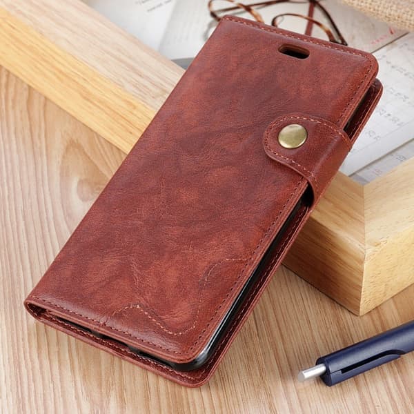 Crazy Horse iPhone Xs Max S-formet læder flip cover - Brun Brown