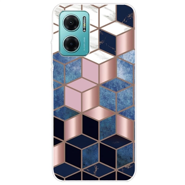 Marble design Xiaomi Redmi Note 11E cover - Blå/Guld Terning Multicolor