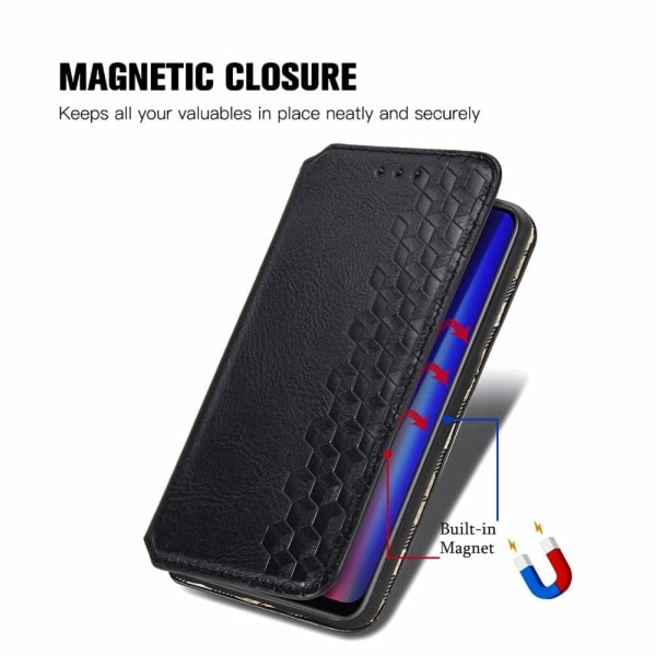 Nahkakotelo With A Stylish Rhombus Imprint For OnePlus Nord CE 2 5G - Musta Black