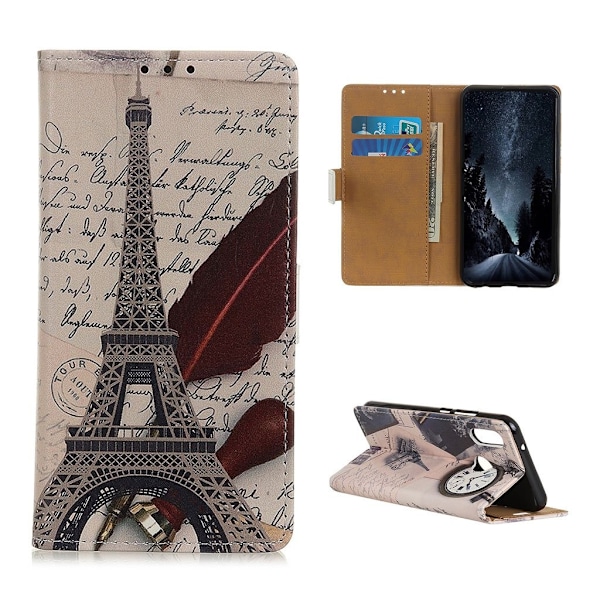 Samsung Galaxy A40 kuviollinen nahkakotelo - Eiffel-Torni Ja Eiffel-Torni Multicolor