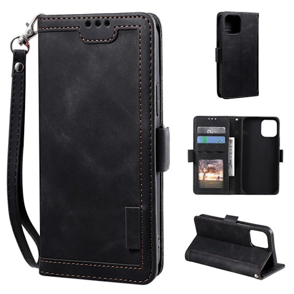 Surburbian iPhone 13 læder flip etui - Sort Black