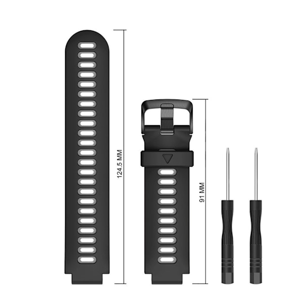 Garmin Forerunner 735XT / 220 / 230 / 235 / 620 / 630 viileä silikoninen kellonauha - Musta / Harmaa Black