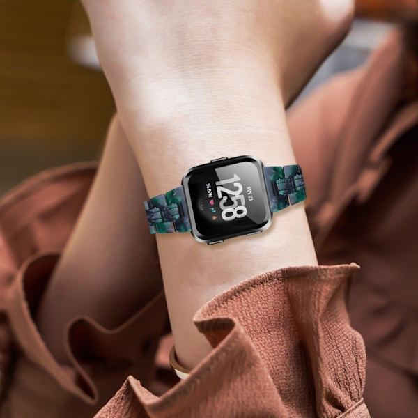 Fitbit Versa 2 / Versa Lite hartsikellon ranneke - Mustanvihreä Mix Green
