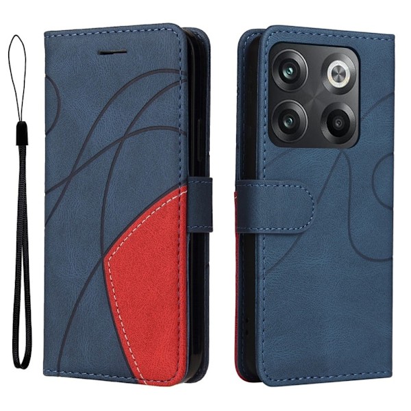 Teksturert læretui med stropp for OnePlus Ace Pro / OnePlus 10T - Blå Blue