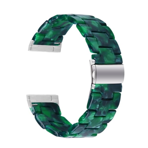 Fitbit Sense 2 / Versa 4 harpiksrem med metalspænde - Mat Sortgrøn Green