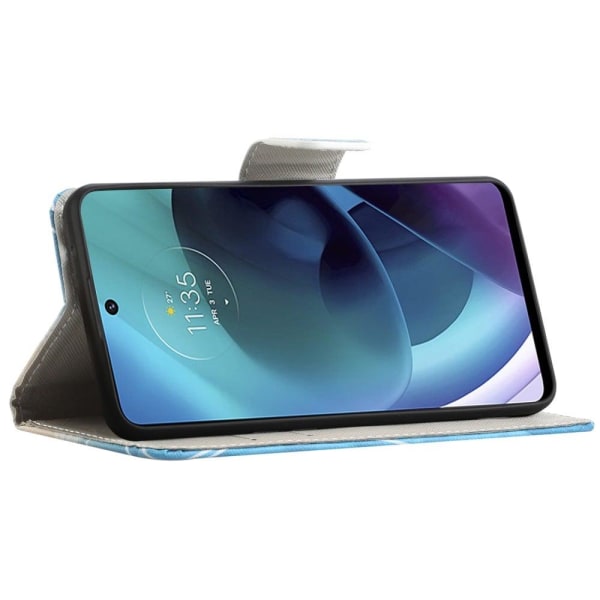 Wonderland Motorola Moto G51 5G Flip Etui - Blå Sommerfugl Blue