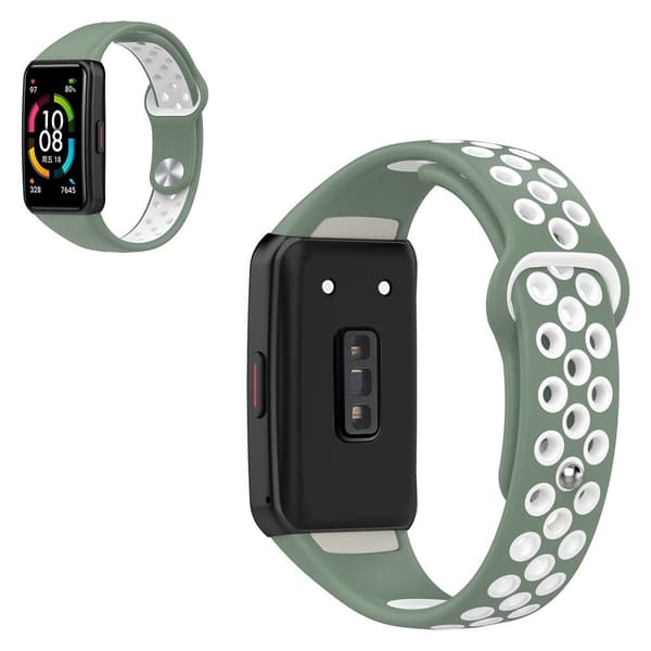 Tofarget klokkerem i silikon til Honor Band 6 - Lysegrønn / Hvit Green