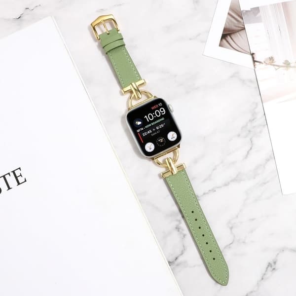 Apple Watch Series 8 (41mm) D-formad rem i äkta läder - Grön Grön