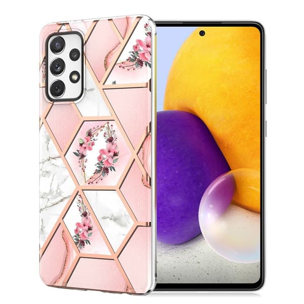 Marmordesign Samsung Galaxy A72 5G deksel - Rosa Marmor / Blomst Multicolor