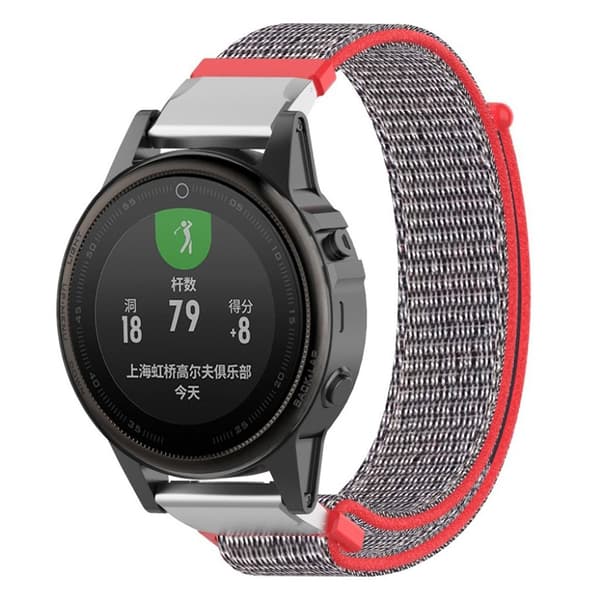 Garmin Fenix 5S tarranauha nylon - Punainen / Sininen Multicolor