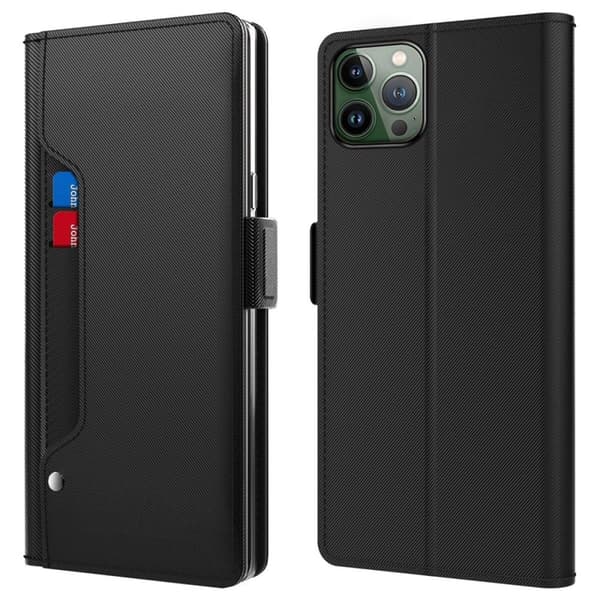 Phone Etui med Make-up Mirror og Slick Design til iPhone 14 Pro Max - Svart Black
