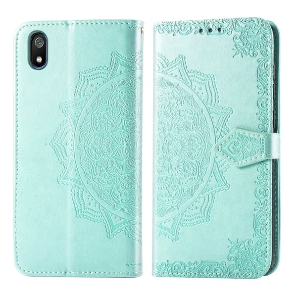Mandala Xiaomi Redmi 7A etui i lær - Cyan Green