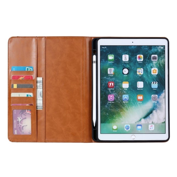 iPad 10.2 (2020) hållbar läder flip fodral - brun Brun