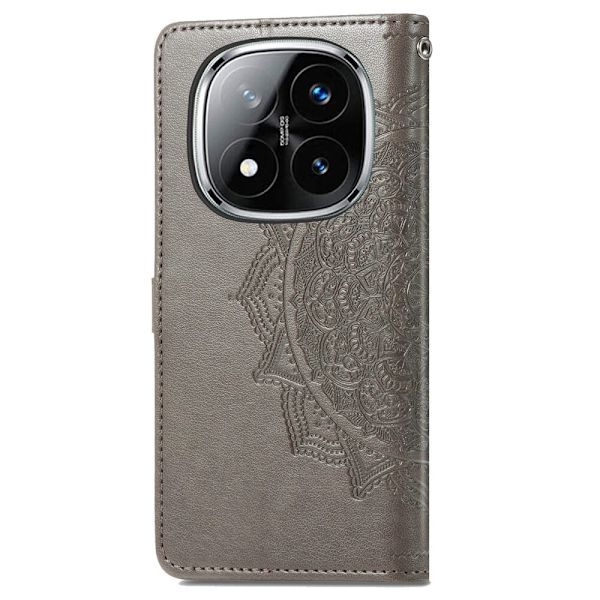Mandala läder Xiaomi Redmi Note 14 Pro Plus 5G fodral - Grå Silvergrå