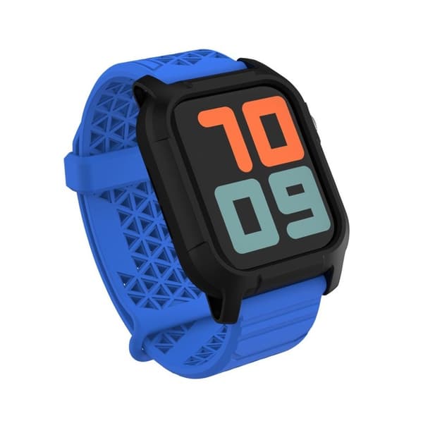 Apple Watch Series 5 44 mm holdbar silikoneurrem - Blå / Sort Blue