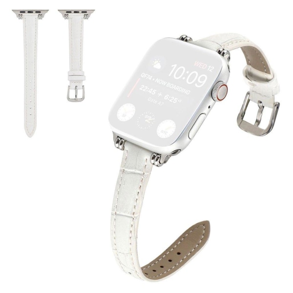 Apple Watch 42mm - 44mm med perledekoration og læderrem med bamb White