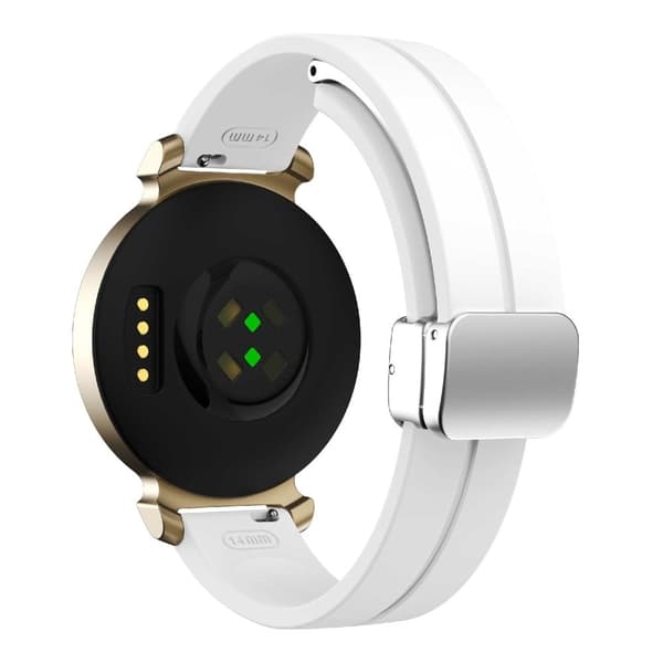 Garmin Lily 2 silikonarmband med magnetisk vikbar spänne - Vit Med Silverspänne Vit